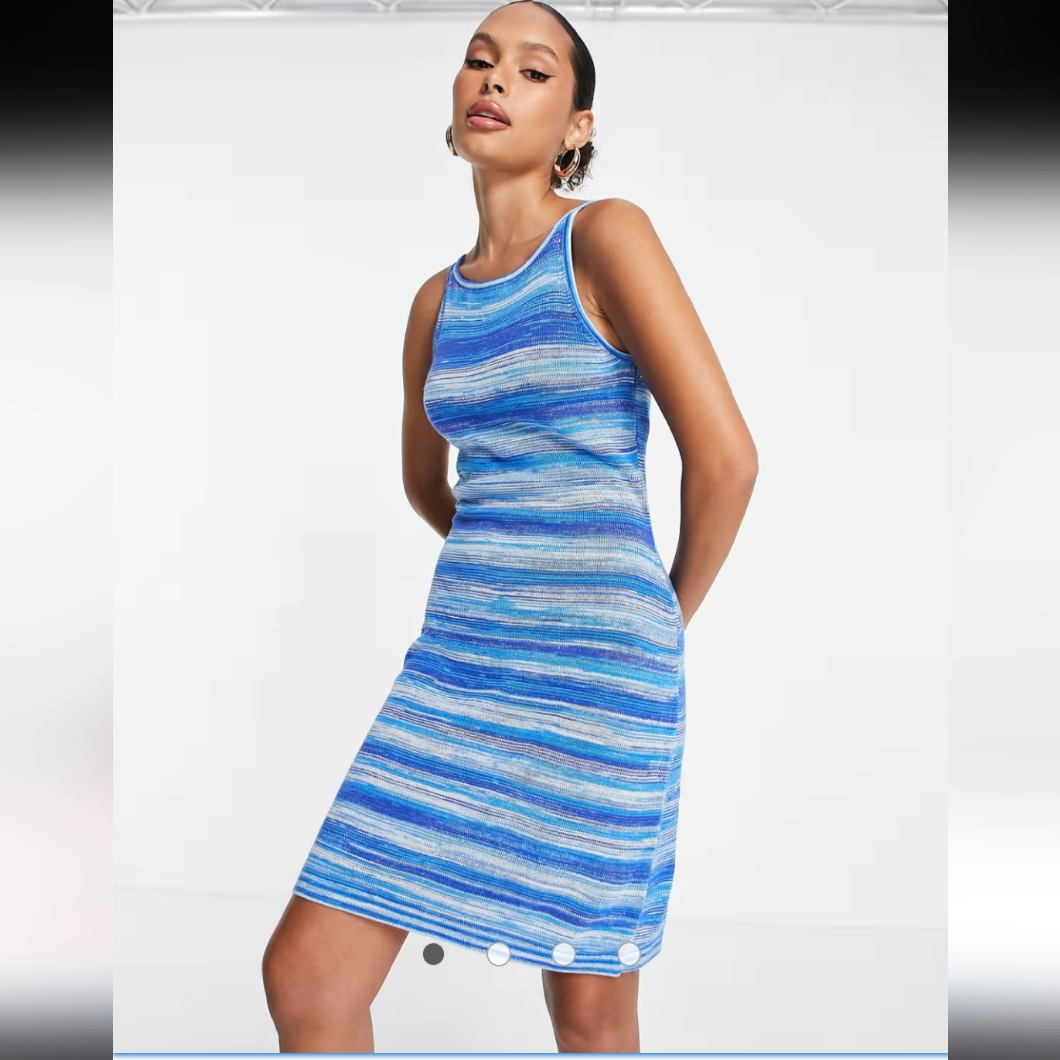 Nwt & Other Stories Mini Cami Dress With Cut Out Detail In Space Dye Knit